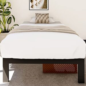 FIRSTHOMES Felix Twin Bed/Twin Platform Bed Frame/Twin Size Metal Bed Frame with Steel Slats/No Box Spring / 12" Metal Bed Frames/Easy Assembly/Without Headboard- Black