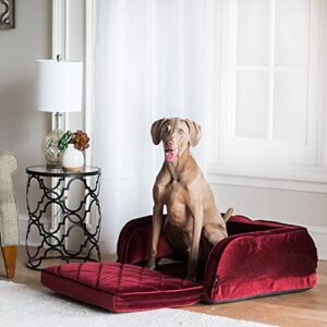 Petmate La-Z-Boy Duchess Fold Out Sofa Pet Bed in Merlot for Small, Medium and Large Dogs Up to 100 Pounds. 38 Inches x 29 Inches