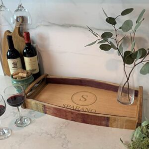 Personalized Wine Barrel Serving Tray - Handmade (Vintage Vines)