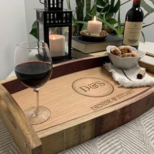 Personalized Wine Barrel Serving Tray - Handmade (Vintage Vines)