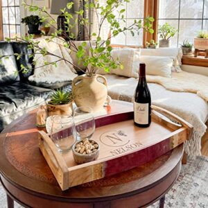 Personalized Wine Barrel Serving Tray - Handmade (Vintage Vines)