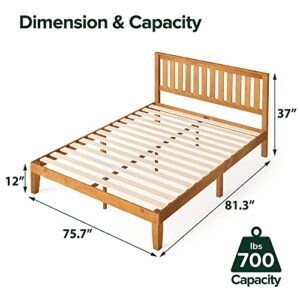 ZINUS Alexia Wood with Wood Headboard Bed Frame with headboard / Solid Wood Foundation with Wood Slat Support / No Box Spring Needed / Easy Assembly, Rustic Pine, King