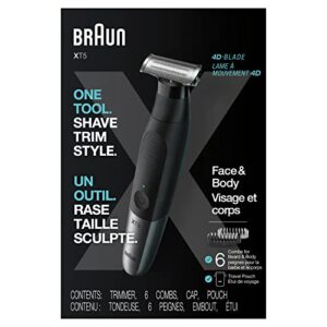 braun series xt5 – beard trimmer, shaver, electric razor for men, manscaping kit, durable blade, travel pouch, xt5200