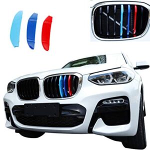 Exact Fit ///M-Colored Grille Insert Trims Compatible with BMW G01 X3 2018-2021 or G02 X4 2019-2021 (Not fit for 2020 X4 M40i) Accessories for w/Standard Kidney Grille (7Beams)