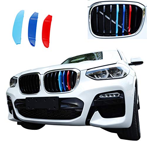 Exact Fit ///M-Colored Grille Insert Trims Compatible with BMW G01 X3 2018-2021 or G02 X4 2019-2021 (Not fit for 2020 X4 M40i) Accessories for w/Standard Kidney Grille (7Beams)