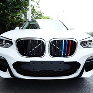 Exact Fit ///M-Colored Grille Insert Trims Compatible with BMW G01 X3 2018-2021 or G02 X4 2019-2021 (Not fit for 2020 X4 M40i) Accessories for w/Standard Kidney Grille (7Beams)