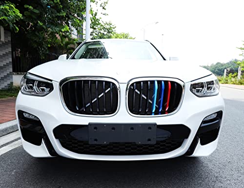 Exact Fit ///M-Colored Grille Insert Trims Compatible with BMW G01 X3 2018-2021 or G02 X4 2019-2021 (Not fit for 2020 X4 M40i) Accessories for w/Standard Kidney Grille (7Beams)