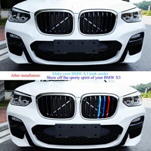 Exact Fit ///M-Colored Grille Insert Trims Compatible with BMW G01 X3 2018-2021 or G02 X4 2019-2021 (Not fit for 2020 X4 M40i) Accessories for w/Standard Kidney Grille (7Beams)