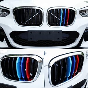 Exact Fit ///M-Colored Grille Insert Trims Compatible with BMW G01 X3 2018-2021 or G02 X4 2019-2021 (Not fit for 2020 X4 M40i) Accessories for w/Standard Kidney Grille (7Beams)