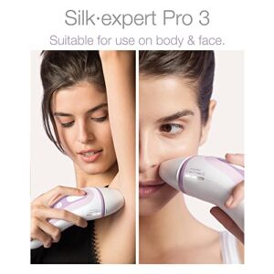 Braun IPL Hair Removal for Women and Men, Silk Expert Pro 3 PL3111 with Venus Smooth Razor, Long-lasting Hair Removal System for Body & Face, Corded