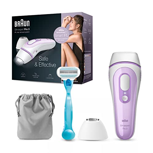 Braun IPL Hair Removal for Women and Men, Silk Expert Pro 3 PL3111 with Venus Smooth Razor, Long-lasting Hair Removal System for Body & Face, Corded