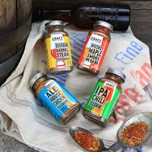 Craft Spice Blends Gift Set (Grilling Seasonings & Rubs, Gifts for Men & Women) - Includes Whiskey Maple Smoke Rub, Ale House Chicken Seasoning, Bourbon Barrel Steak Seasoning, and IPA Chili Seasoning - Gift for Dad or Mom