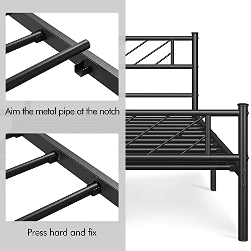 Yaheetech Twin Size Platform Bed Frame with Arrow Design Headboard, 13 Inches Metal Mattress Foundation for Storage, No Box Spring Needed, Easy Assembly, Modern, Black