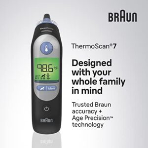 Braun ThermoScan 7 – Digital Ear Thermometer for Kids, Babies, Toddlers and Adults – Fast, Gentle, and Accurate Results in 2 Seconds - Black, IRT6520