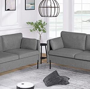 TYBOATLE Upholstered Modern Loveseat Sofa Couch with 2 Rectangular Pillows and Metal Legs, 55" W Fabric Comfy Couches for Living Room, Bedroom, Compact Small Space, Apartment, Office (Grey)