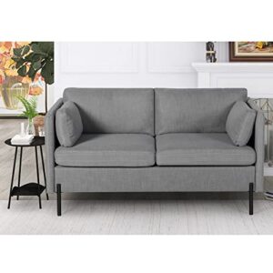 TYBOATLE Upholstered Modern Loveseat Sofa Couch with 2 Rectangular Pillows and Metal Legs, 55" W Fabric Comfy Couches for Living Room, Bedroom, Compact Small Space, Apartment, Office (Grey)