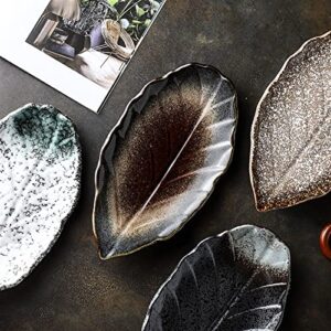 KOWMcp Dinner Plates Leaf-Shaped Dish Plate Irregular Snack Plate (Color : 3)