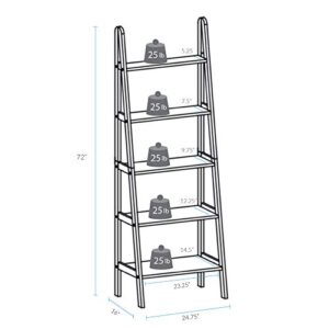 Casual Home 5-Shelf Ladder Bookcase,72-Inch , Espresso