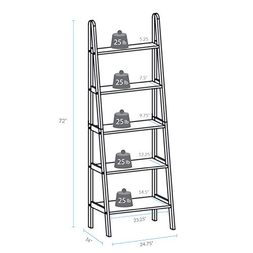 Casual Home 5-Shelf Ladder Bookcase,72-Inch , Espresso