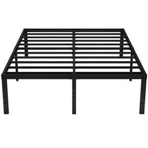 EMODA 18 Inch King Bed Frame No Box Spring Needed, Heavy Duty Tall Metal Platform with Large Storage Space, Noise Free, Easy Assembly, Black