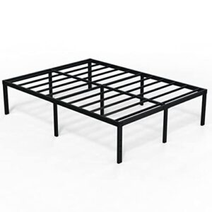 EMODA 18 Inch King Bed Frame No Box Spring Needed, Heavy Duty Tall Metal Platform with Large Storage Space, Noise Free, Easy Assembly, Black