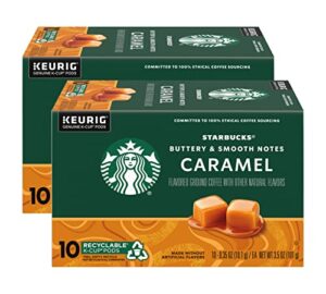 starbucks flavored coffee k-cup pods, caramel flavored coffee, made without artificial flavors, keurig genuine k-cup pods, 10 ct k-cups/box (pack of 2 boxes)