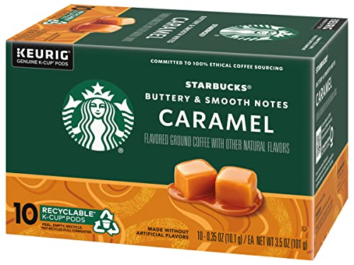 Starbucks Flavored Coffee K-Cup Pods, Caramel Flavored Coffee, Made without Artificial Flavors, Keurig Genuine K-Cup Pods, 10 CT K-Cups/Box (Pack of 2 Boxes)