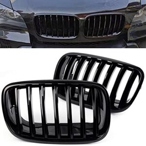 billdio front grille for 2007-2014 bmw x5 e70 x6 e71，abs gloss black kidney grill
