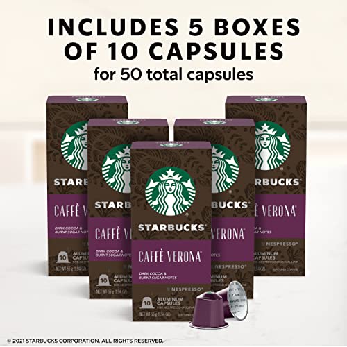 Starbucks by Nespresso Dark Roast Caffè Verona Coffee (50-count single serve capsules, compatible with Nespresso Original Line System)