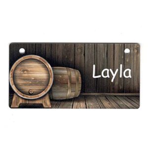 whiskey barrels design crate tag personalized with your dog’s name