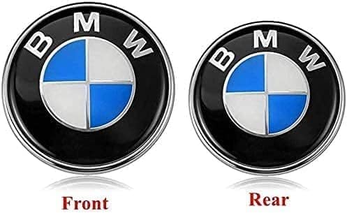 LUCKY TRACY 2PCS Emblems Hood and Trunk, Emblem Logo 82mm + 74mm for All Models BMW E30 E36 E46 E34 E39 E60 E65 E38 X3 X5 X6 3 4 5 6 7 8 (82mm+ 74mm)