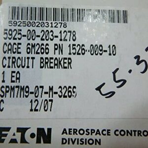 Eaton Aerospace 1526-000-10 10 AMP Circuit Breaker GC885C10, 5925-00-203-1278