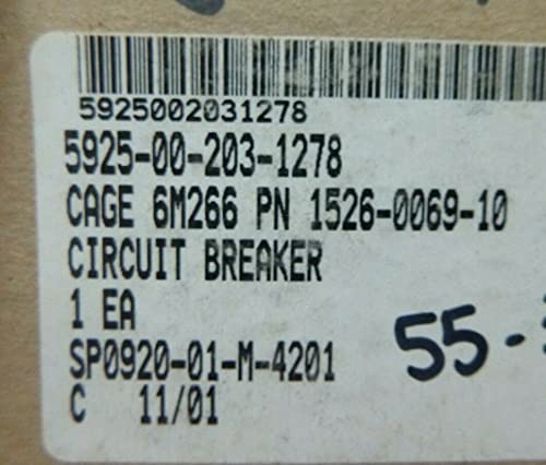 Eaton Aerospace 1526-000-10 10 AMP Circuit Breaker GC885C10, 5925-00-203-1278