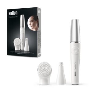 braun face epilator facespa pro 910, facial hair removal for women, 2 in 1 epilating and cleansing brush