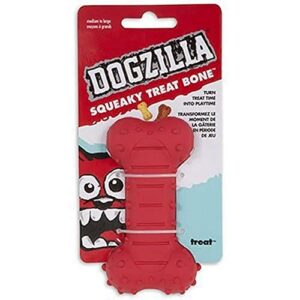 petmate dogzilla squeaky bone chew toy, medium