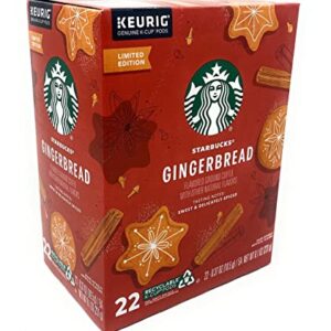 Starbucks Coffee Company Holiday Limited Edition Gingerbread Coffee K Cups Pods - 22 count - 1 box