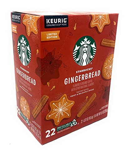 Starbucks Coffee Company Holiday Limited Edition Gingerbread Coffee K Cups Pods - 22 count - 1 box