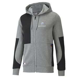 puma men’s standard bmw mms full-zip hoodie, medium gray heather