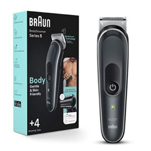 braun body groomer series 5 5360, body groomer for men, for chest, armpits, groin, skinsecure technology for gentle use and clean shave attachment, waterproof, cordless with 100-min run time