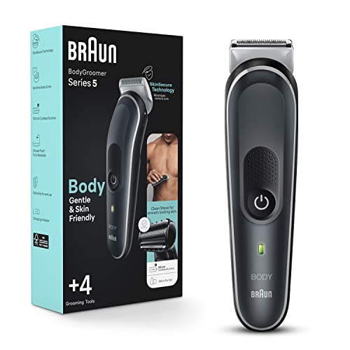 Braun Body Groomer Series 5 5360, Body Groomer for Men, for Chest, Armpits, Groin, SkinSecure Technology for Gentle Use and Clean Shave Attachment, Waterproof, Cordless with 100-min Run Time