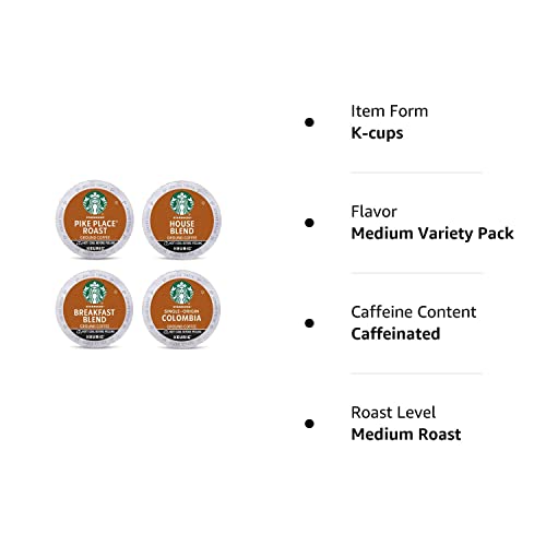 Starbucks K-Cup Coffee Pods—Medium Roast Coffee—Variety Pack—100% Arabica—1 box (96 pods)