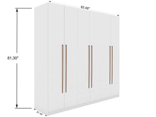 Manhattan Comfort Gramercy Contemporary Modern Freestanding Wardrobe Armoire Closet, 82.48", White