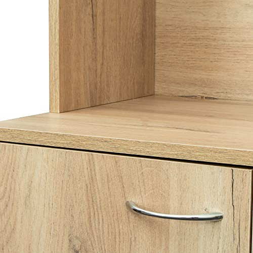 71" Kitchen Pantry Cabinet, Freestanding Floor Cabinet with 6-Doors & Microwave Stand, Sideboard Buffet Cabinet Hutch Cupboard, Tall Storage Cabinet for Kitchen, Dinning Room, Living Room (Oak)