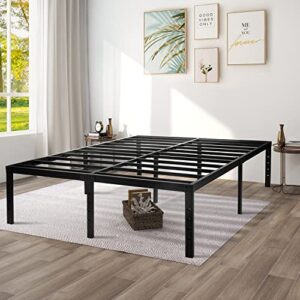 amsejops heavy duty california king bed frame, 16 inches tall metal platform bedframe with maximum storage, no box spring needed, noise-free, easy assembly, 3500lbs steel slat support