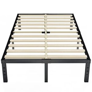 auroral california king bed frame 18 inch tall 3 inches wide wood slats with 3500 pounds support for foam mattress/ no box spring needed / underneath storage / noise free / easy assembly-black