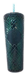starbucks emerald green jeweled tumbler cold cup 24oz tumbler with straw