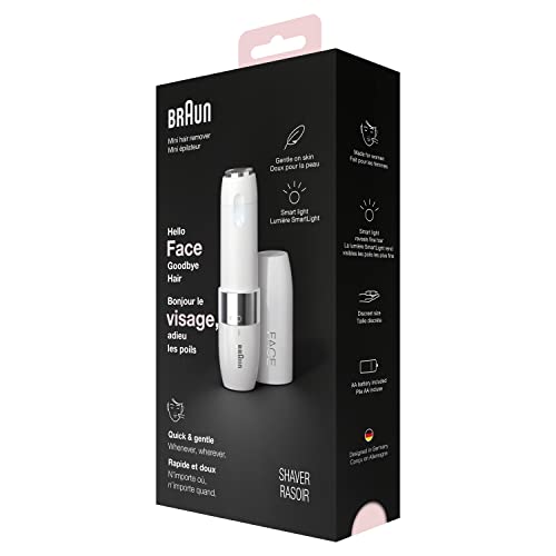 Braun Mini Hair Remover, Electric Facial Hair Removal for Women, Quick & Gentle, Finishing Touch for Upper Lips, Chin & Cheeks, for Easier Makeup Application, Ideal for On-the-Go, with Smartlight