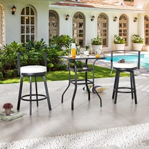 PatioFestival Patio Swivel Bar Stools Set of 2,Outdoor High Bistro Stools&Bar Chairs with Curved Backrese,Morden Cushioned All-Weather Bar Dining Chair Patio Furniture for Deck Lawn Garden