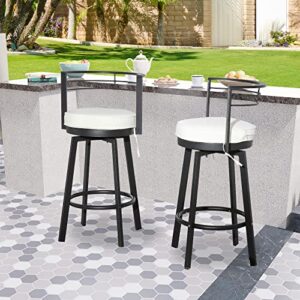 PatioFestival Patio Swivel Bar Stools Set of 2,Outdoor High Bistro Stools&Bar Chairs with Curved Backrese,Morden Cushioned All-Weather Bar Dining Chair Patio Furniture for Deck Lawn Garden