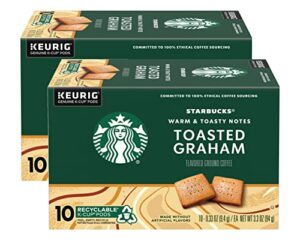 starbucks flavored ground coffee k-cup pods, toasted graham, signature collection, 100% arabica coffee, recyclable k-cup, 10 ct k-cup pods/box (pack of 2 boxes)